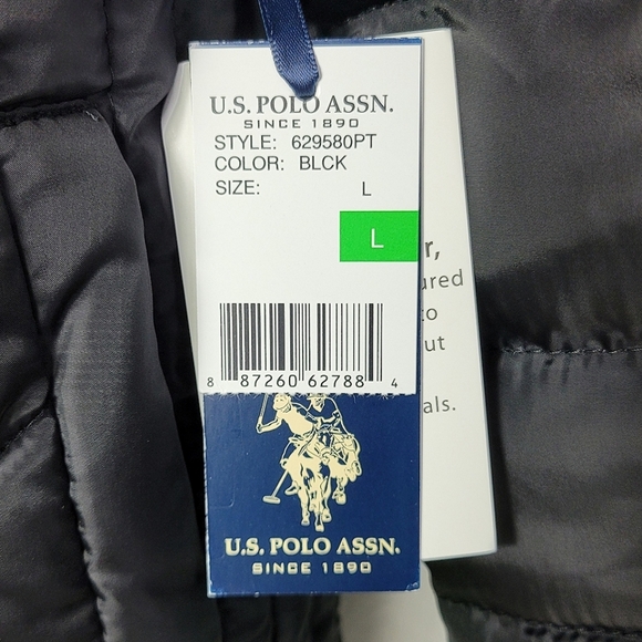 US POLO ASSN Women's Hooded Puffer Jacket Black Large - Picture 8 of 9